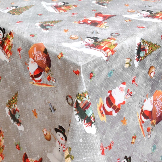 Wachstuch Tischdecke Meterware Weihnachten Tannenbaum silber 01334