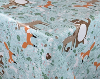 Tissu de cire nappe motif pour enfant motif sauvage Fuchs K150133 angulaire ronde ovale