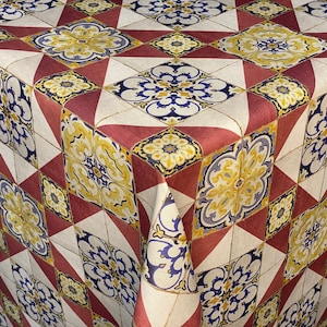 Jacquard Tischdecke beschichtete Baumwolle Tischbelag Mosaik Fliesen Malta DG77 eckig rund oval