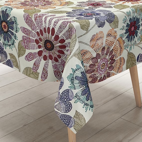 KEVKUS Wachstuch Tischdecke C146001 bunte Blumen Flower eckig rund oval
