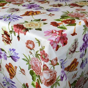 Oliedoek Tafelkleed 160 cm Breedte B5031-01 Bloemen kleurrijke zomer reliëf hoekig rond ovaal
