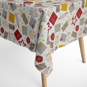 Baumwolltischdecke textile Tischdecke Weihnachten Advent ARSONA C-101 Geschenke Weihnachtskugeln eckig rund oval