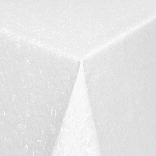 Nappe oléoflique Damascus gaufrée florale blanche 03032-01 ovale rond angulaire