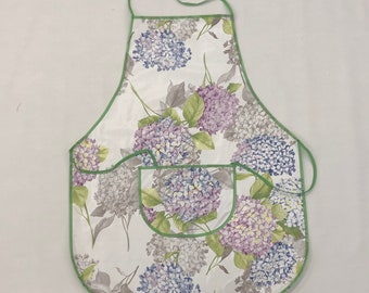 Tablier en toile cirée tablier de jardin C144711 fleurs d'hortensias florales sur tablier de travail blanc tablier de cuisine