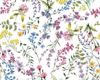 Tissu ciboulé nappe d’été fleurs colorées B4033-01 carré rond ovale