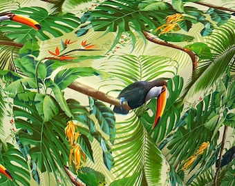Wachstuch Tischdecke Dschungel Tukan Monstera KE41510 eckig rund oval