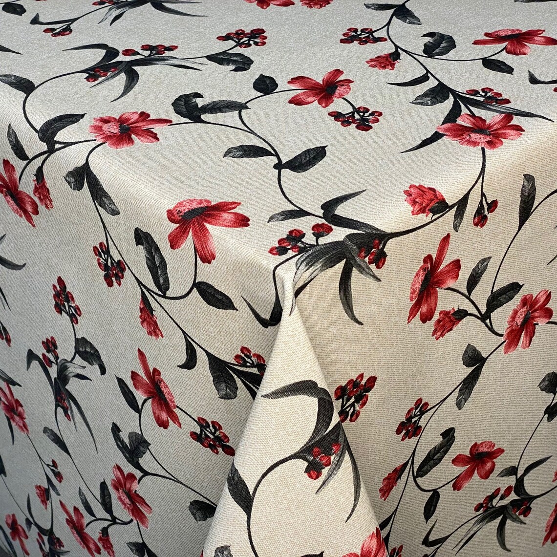 Jacquard Tablecloth Coated Cotton Tabletop Neck Flowers Floral Etsy