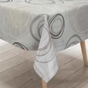 Tafelzeil tafelkleed 160 cm breed B1769-01 Moderne cirkels vierkant rond ovaal