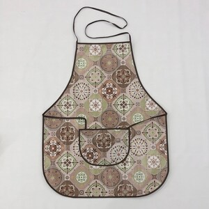 Tablier en toile cirée tablier de jardin 01633-03 carreaux marron vert mosaïque tablier de travail méditerranéen tablier de cuisine