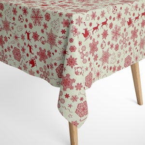 Baumwolltischdecke textile Tischdecke Weihnachten Advent BERINN C-198 beige Schneeflocken eckig rund oval