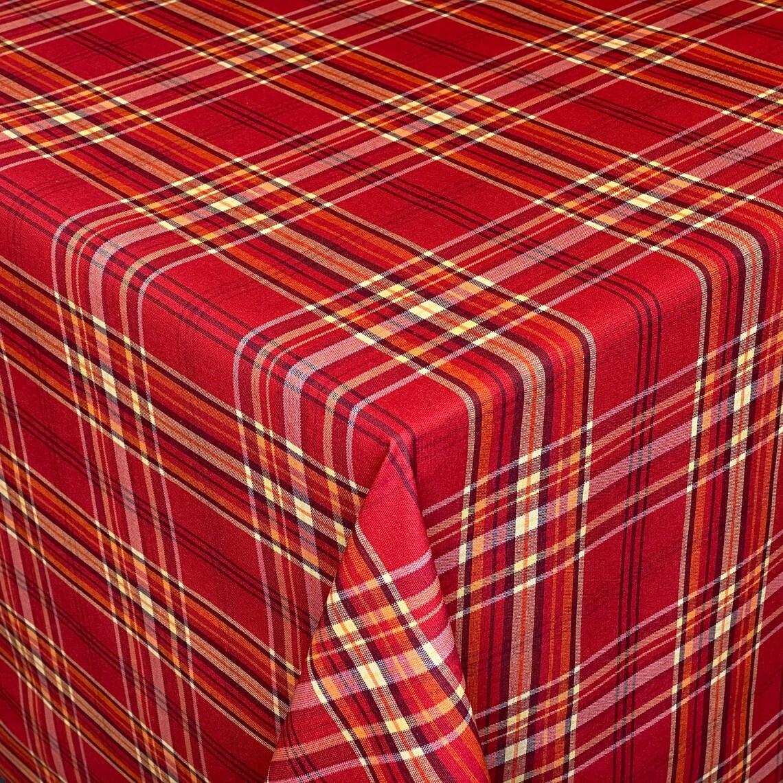 Jacquard Tablecloth Coated Cotton Basquiat Plaid Angular Round Etsy UK