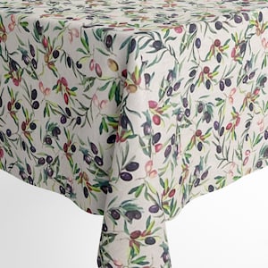 Mantel jacquard mantel algodón revestido VERCORS oliva mediterráneo cuadrado redondo ovalado