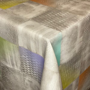 Jacquard Tischdecke beschichtete Baumwolle Tischbelag DG522 Patchwork Mosaik Regenbogen eckig rund oval