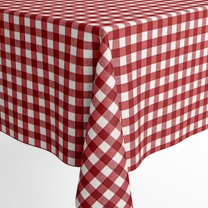 Jacquard Tischdecke beschichtete Baumwolle Tischbelag MENORCA C-401 kariert rot eckig rund oval