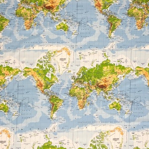 Jacquard Tischdecke beschichtete Baumwolle Tischbelag Atlas Weltkarte eckig rund oval
