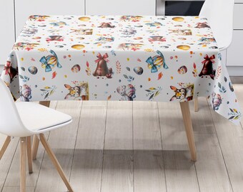 KEVKUS Nappe En Toile Cirée Gaufrée P1150-1 - Motif Lapin De Pâques - Motif : Pâques - Rectangulaire, Ronde Ou Ovale - Dimensions