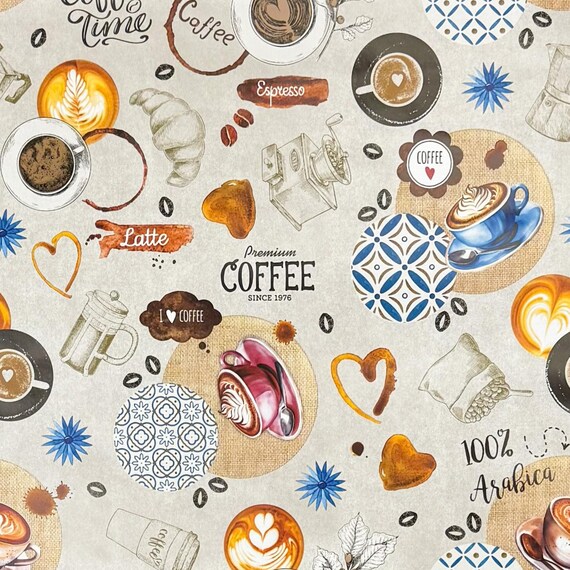 KEVKUS Nappe En Toile Cirée Au Mètre C146152 Café Barista