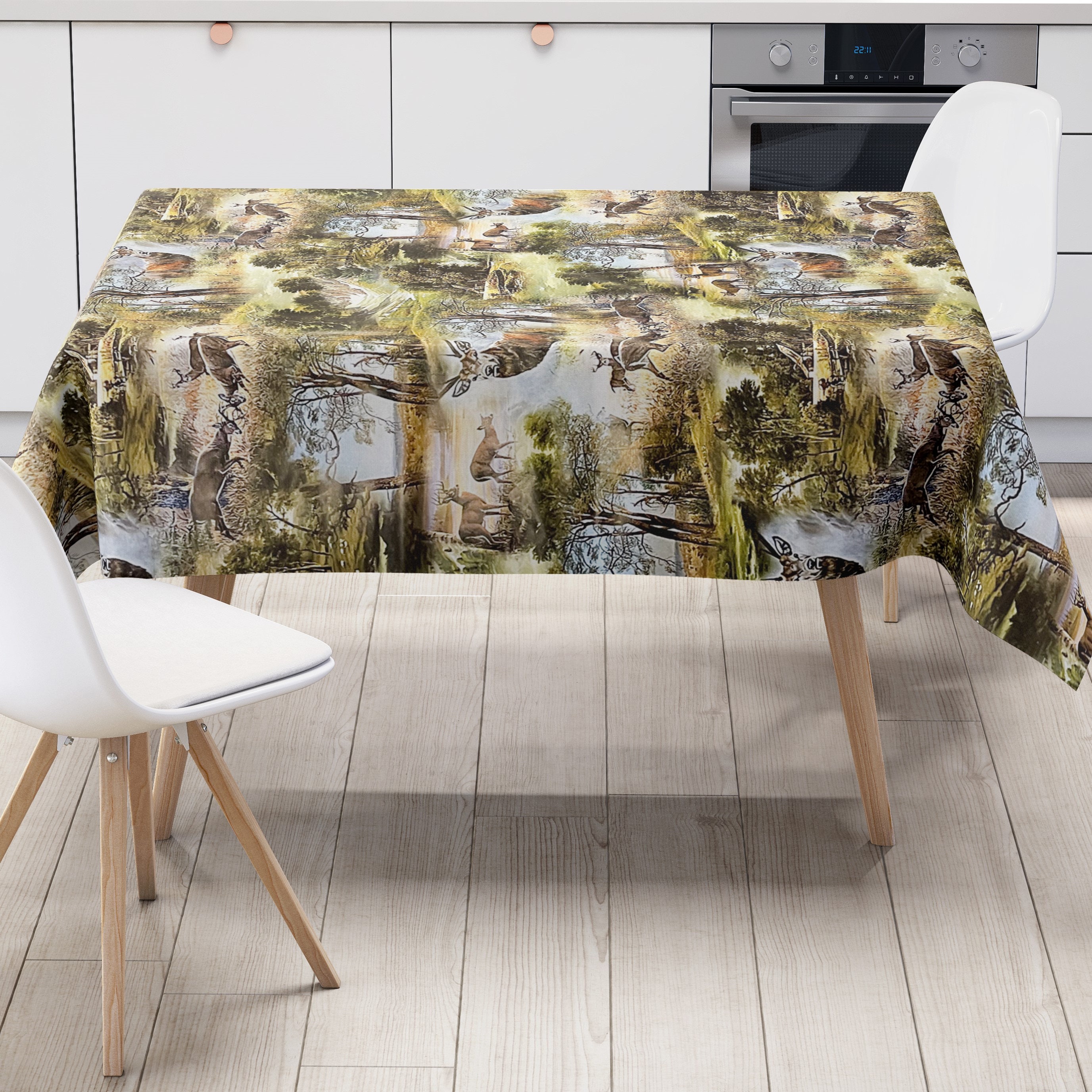 KEVKUS Nappe En Toile Cirée B5037-01 - Motif : Chalet De Ski - Motif