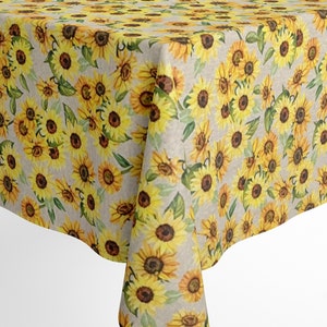 Jacquard Tischdecke beschichtete Baumwolle Tischbelag ROSANS Sonnenblumen eckig rund oval