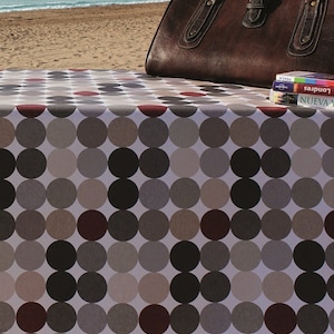 Jacquard Tischdecke beschichtete Baumwolle Tischbelag FBHB001 Punkte grau braun eckig rund oval