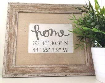 Latitude Longitude Sign | House Warming Gift | Wedding Gift | New Home Housewarming Gift | GPS Coordinates [Item does not include frame]