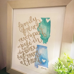 Watercolor State - Painting -  Multi-State, Hometown, Moving Gift, Original, Custom, Family, 11x14 painting
