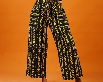 Bogolon Cropped Trousers, African Print Pants, Mud Cloth, Wide Leg Pants, Bohemian, Cropped Trousers, Festival Outfit, African Print Women