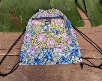 Trippy Drawstring Bag, Rave Accessories, Colourful Kids Bag, Drawstring Party Bag, Funky, African Print, Gym, Swimming, Festival Bag
