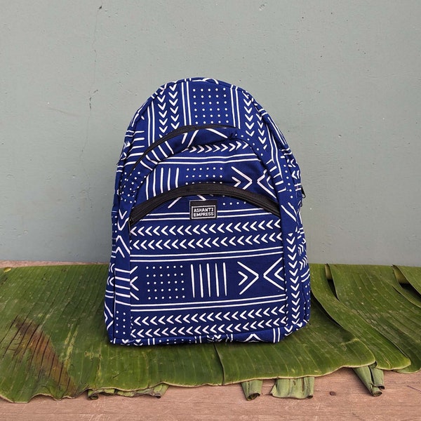 Blue And White Backpack, African Print Bag, School Bag, Ankara Bag, Festival Backpack, Colourful Gym Bag, Large Blue Rucksack, Gift Ideas