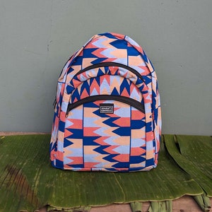 Pink Aztec Kente Backpack, African Print Bag, School Bag, Ankara Bag, Festival Backpack, Colourful Gym Bag, Large Pink Rucksack