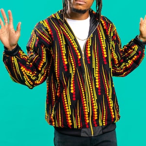 Black Pattern Unisex Hoodie, African Print Jacket, Festival Outfit, Hippie Clothing, Tribal Jacket, Ankara Mens Hoodie, Psytrance, Cotton