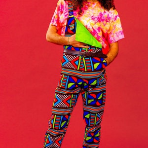 Blue Unisex Festival Overalls, African Print Dungarees, Pride Outfit, Colourful Festival Dungarees, Mens Hippie Overalls, Rave Wear, Tie Dye