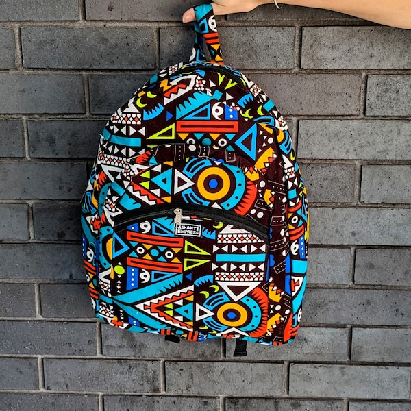 Be Rave Backpack, African Print Backpack, African Bags, Colourful School Bag, Ankara Bag, Festival Backpack, Colourful Bag, Blue Rucksack