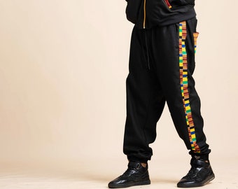 Kente Track Pants, African Print Trousers, Unisex 90s Clothing, Festival Clothing, Rasta Pants, Reggae Clothing, Kente Cloth, Rave Tracksuit