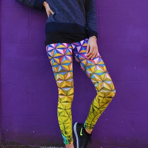 Yoga Leggings, Geometric Leggings, Yoga Pants, Festival Clothing, Women Activewear, Colourful Party Leggings, Gym Leggings, Joggers Tights