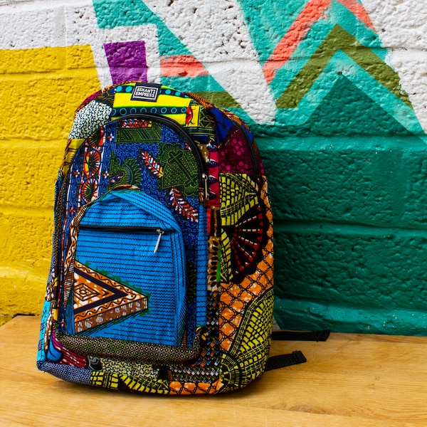 African Backpack, Patchwork Backpack, African Print Backpack, Recycled Backpack, Sustainable Bag, African Bags, School Bag, Ankara Bag