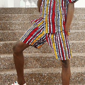 Stripe Mens Shorts, Summer Shorts, African Print Shorts, Festival Shorts, African Shorts, Sustainable Clothing, Board Shorts, Mens Co-ord