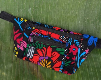 Floral African Print Waist Bag Ankara Bumbag Flower Pattern Fanny Pack Tropical Waist Bag Colourful Fanny Pack Festival Bag