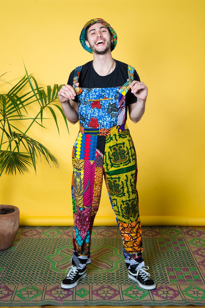 Patchwork Overalls African Print Dungaree Unisex Festival Etsy