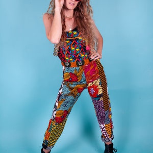 Patchwork Overalls, African Dungarees, Unisex Festival Overalls, Rainbow Overall For Men, Rave Overalls, Colourful Dungarees, Hippie