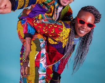 African Ankara Patchwork Trousers for Men Women, Afrocentric