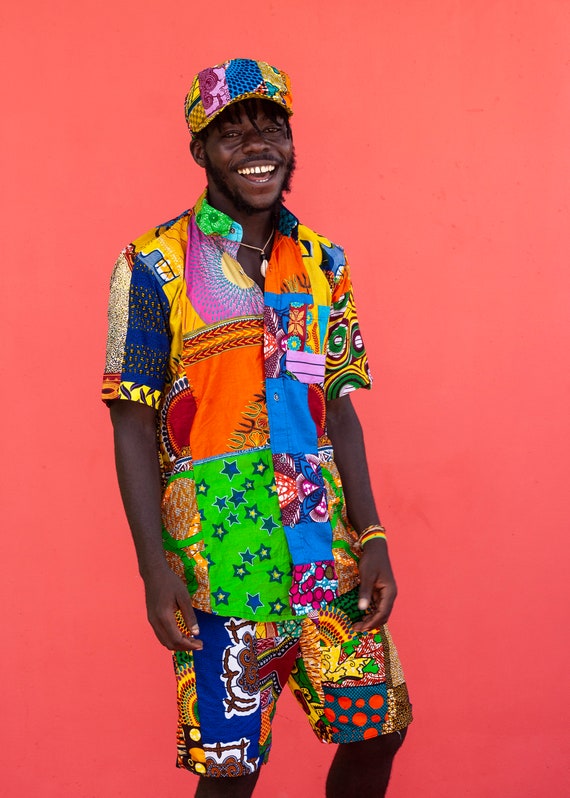 African Shirt Men Patchwork Shirt 