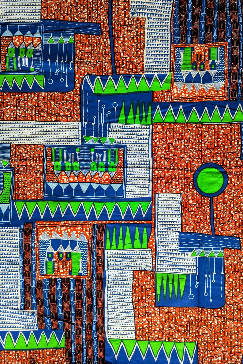 VLISCO Unique Fabric, African Fabric By The Yard, Colourful Fabric, African Wax Print, Dutch Wax, 100% Cotton, Ankara Wall Art, Quilting image 1