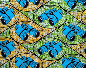 Binocular Novelty Fabric, African Fabric By The Yard, Unique Ankara Fabric, African Wax Print, African Material, Dressmaking, Quilting,Craft