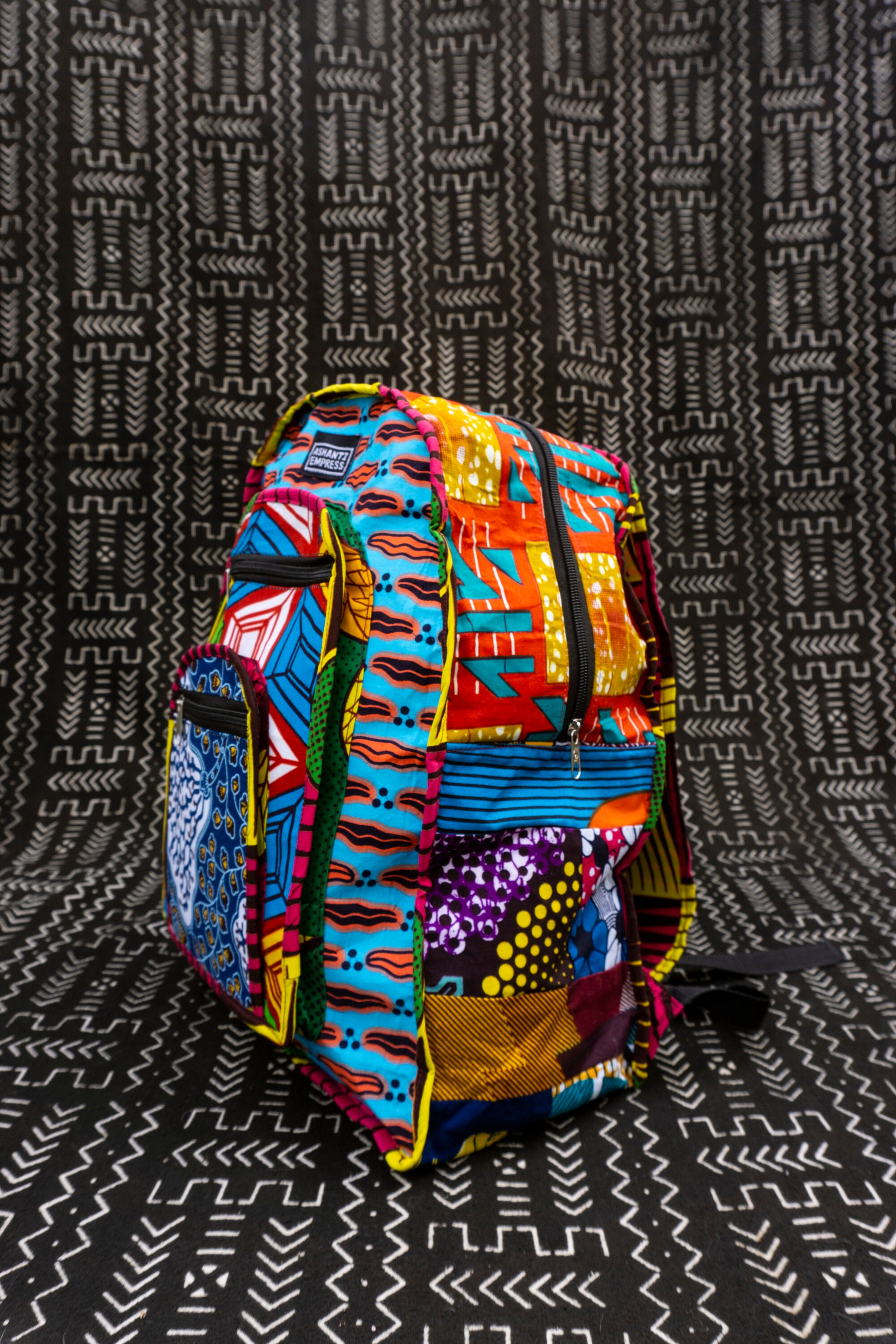 African Patchwork Backpack, Afro Ankara School College Bag 