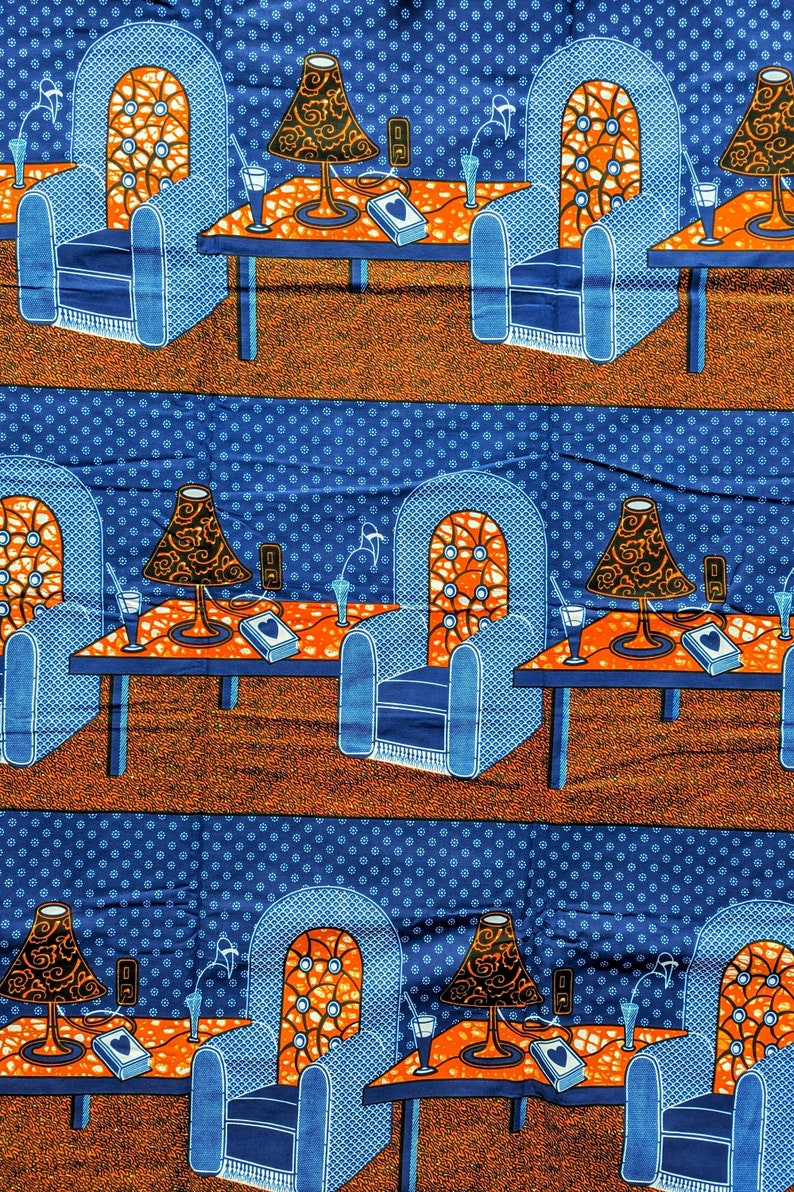 Armchair African Fabric, Ankara Fabric By The Yard, Colourful Fabric, African Wax Print, Upholstery Material, 100% Cotton, Armchair Cover image 1