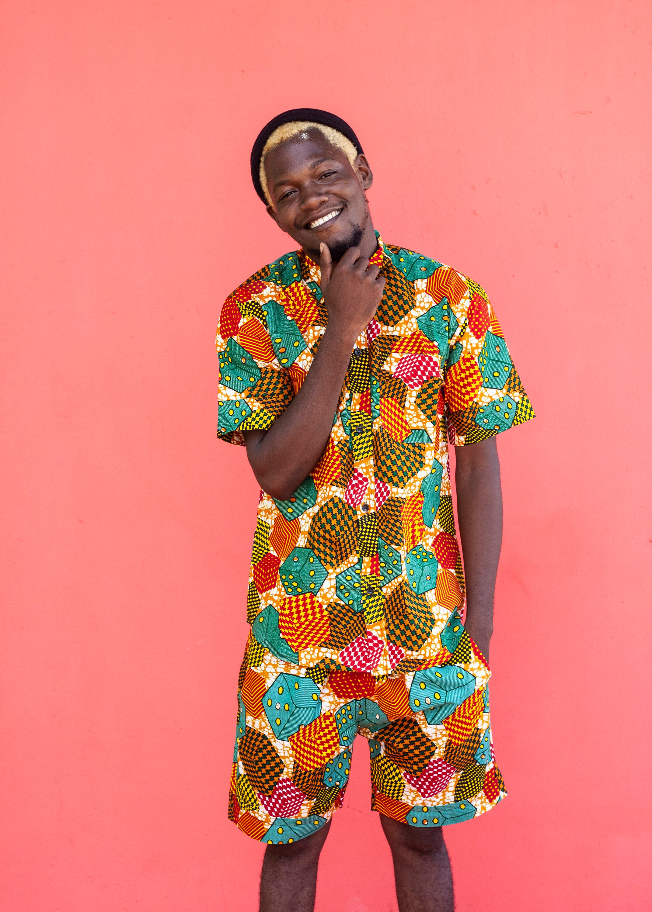 Image of Dice Print Men's Shorts/High Roller Turn-Up African Festival