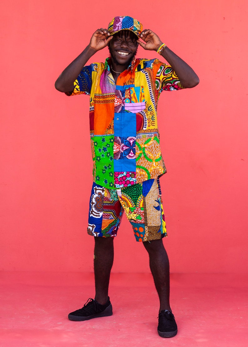 Mens African Print Patchwork Shorts / Colour Me Crazy Shorts Etsy