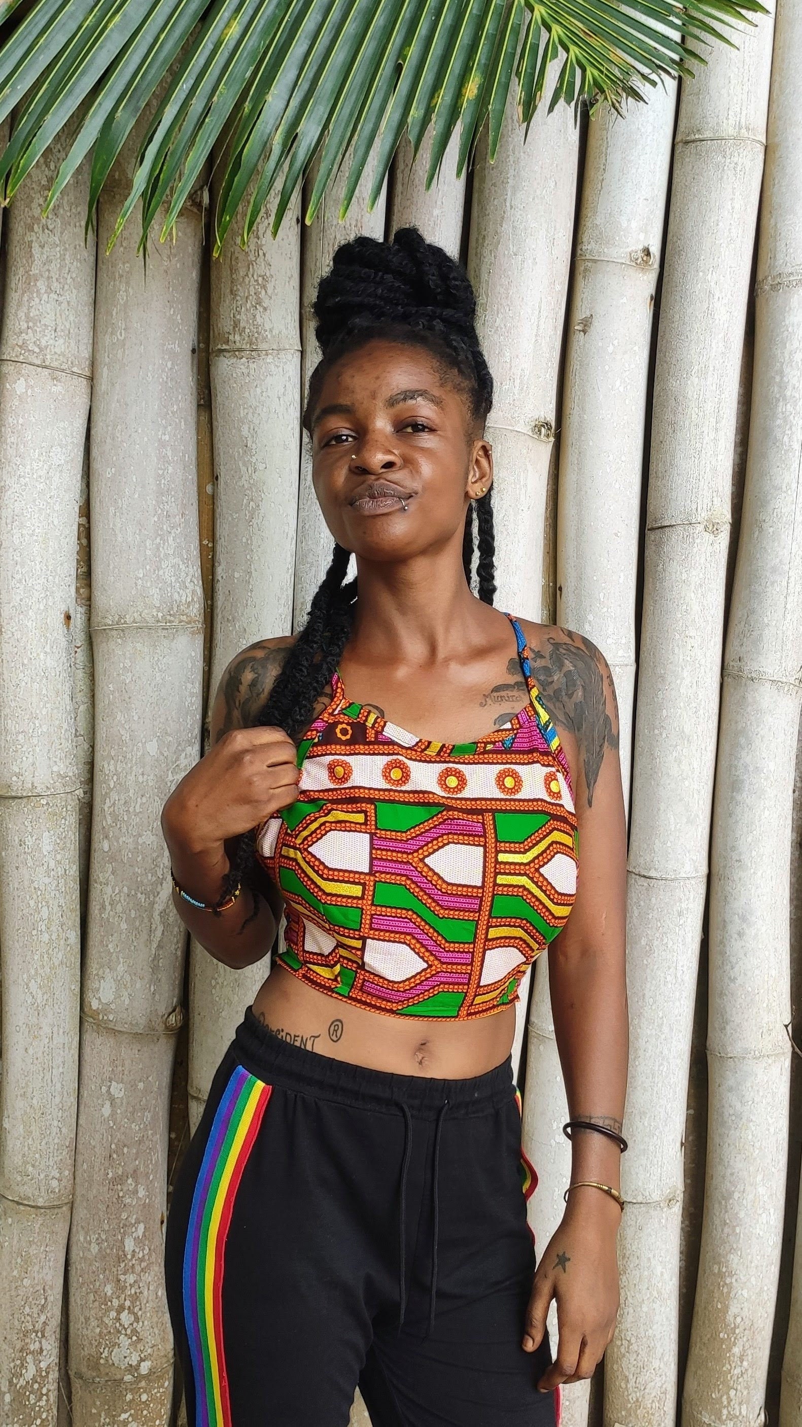 Kente Crop Top Backless Top African 