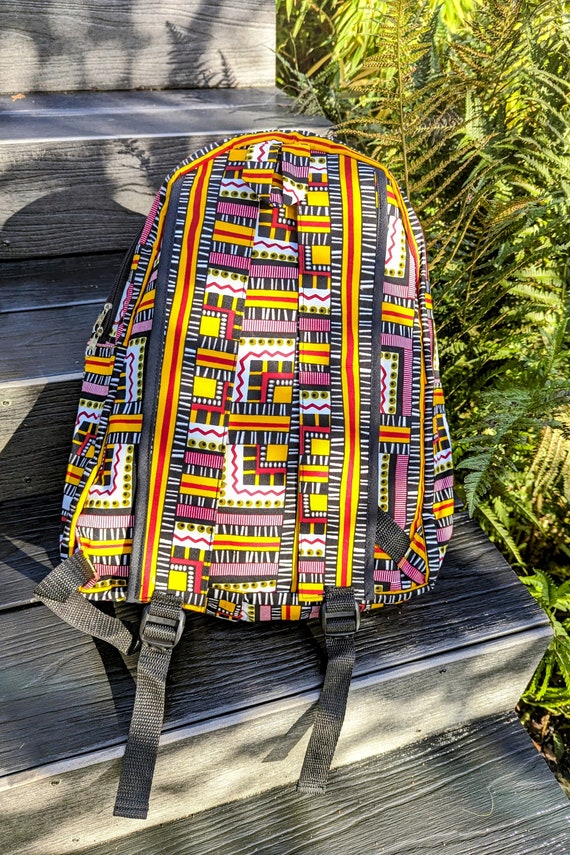 Pink Kente Backpack, African Print Backpack, African Bags 